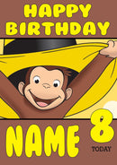 THEME INSPIRED Kids Adult Personalised Birthday Card Curious George Birthday Card 6
