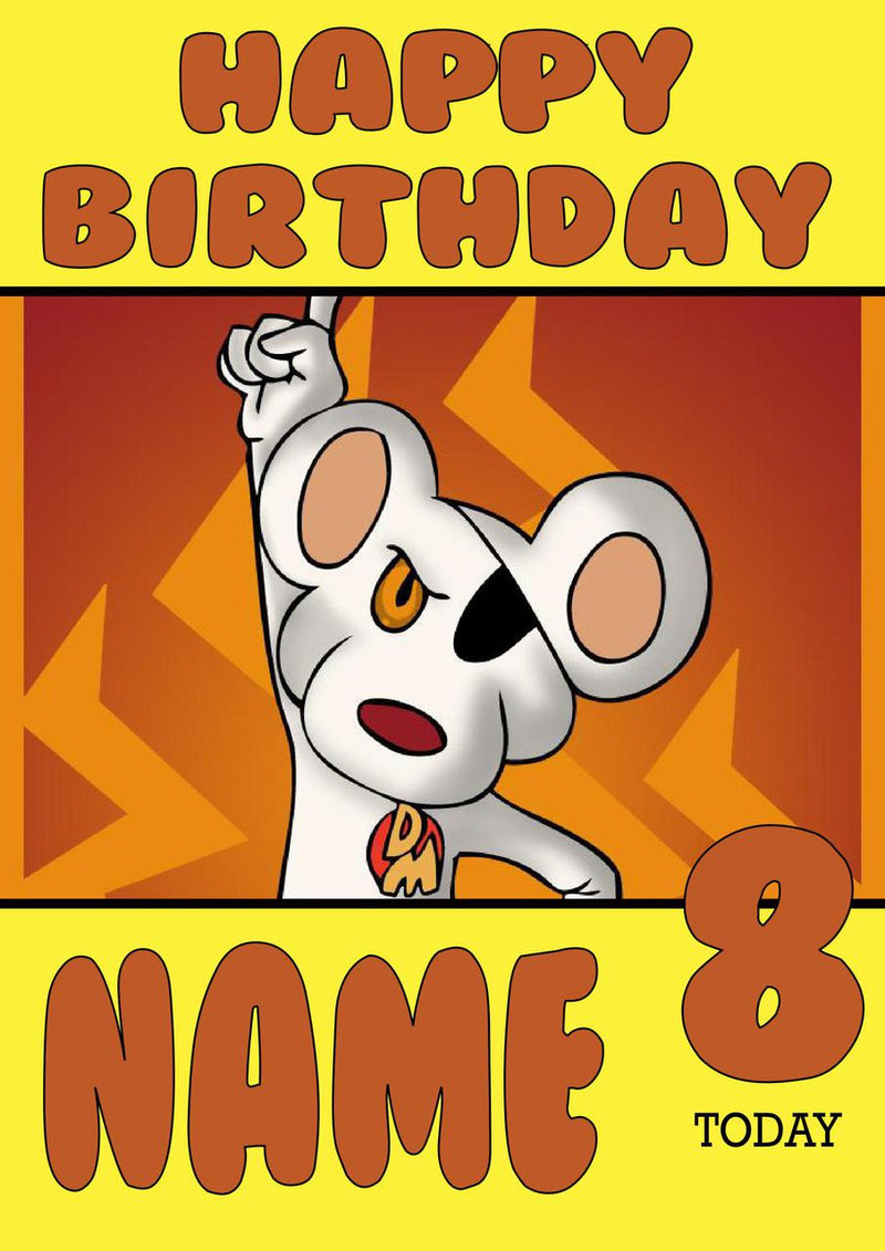 THEME INSPIRED Kids Adult Personalised Birthday Card Danger Mouse Birthday Card 2