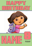 THEME INSPIRED Kids Adult Personalised Birthday Card Dora The Explorer Birthday Card 2