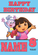 THEME INSPIRED Kids Adult Personalised Birthday Card Dora The Explorer Birthday Card 3