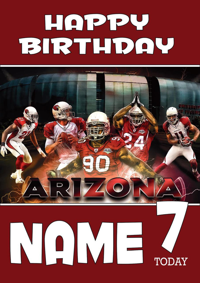 Personalised Arizona Cardinals THEME INSPIRED Style PERSONALISED Kids Adult FUNNY Birthday Card 3