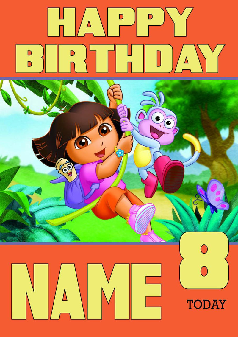 THEME INSPIRED Kids Adult Personalised Birthday Card Dora The Explorer Birthday Card 6