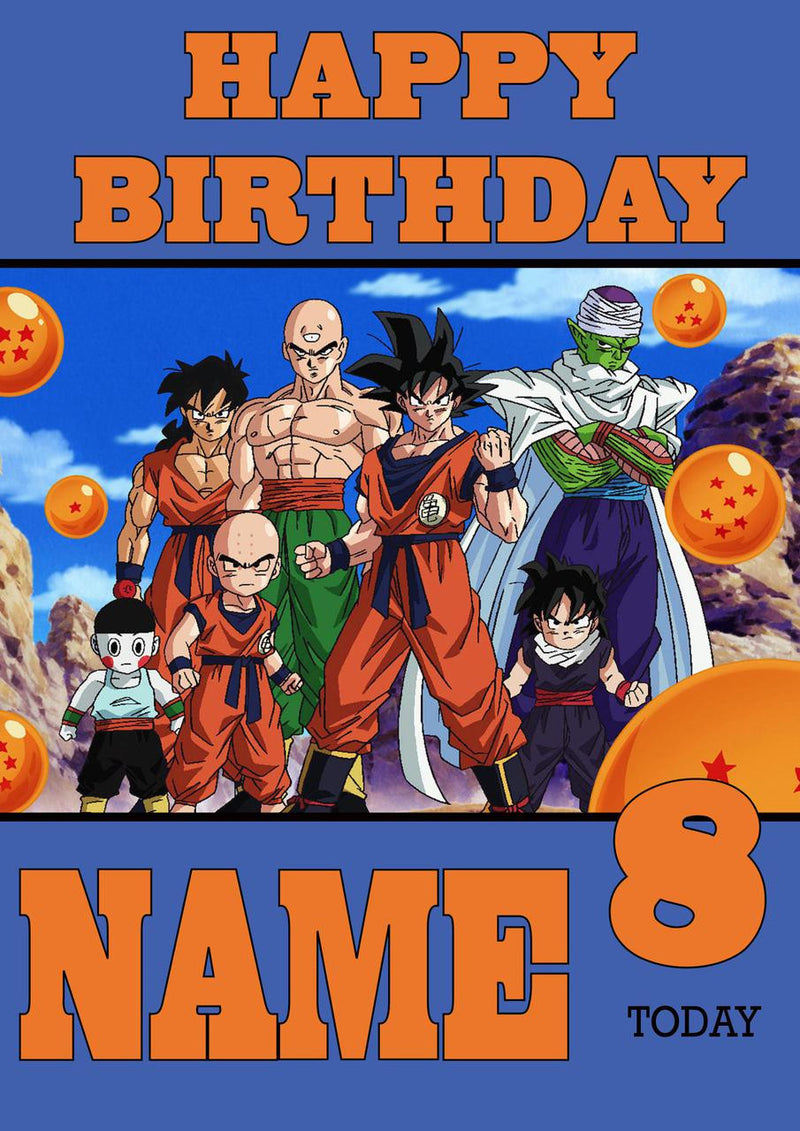 THEME INSPIRED Kids Adult Personalised Birthday Card Dragon Ball Z Birthday Card