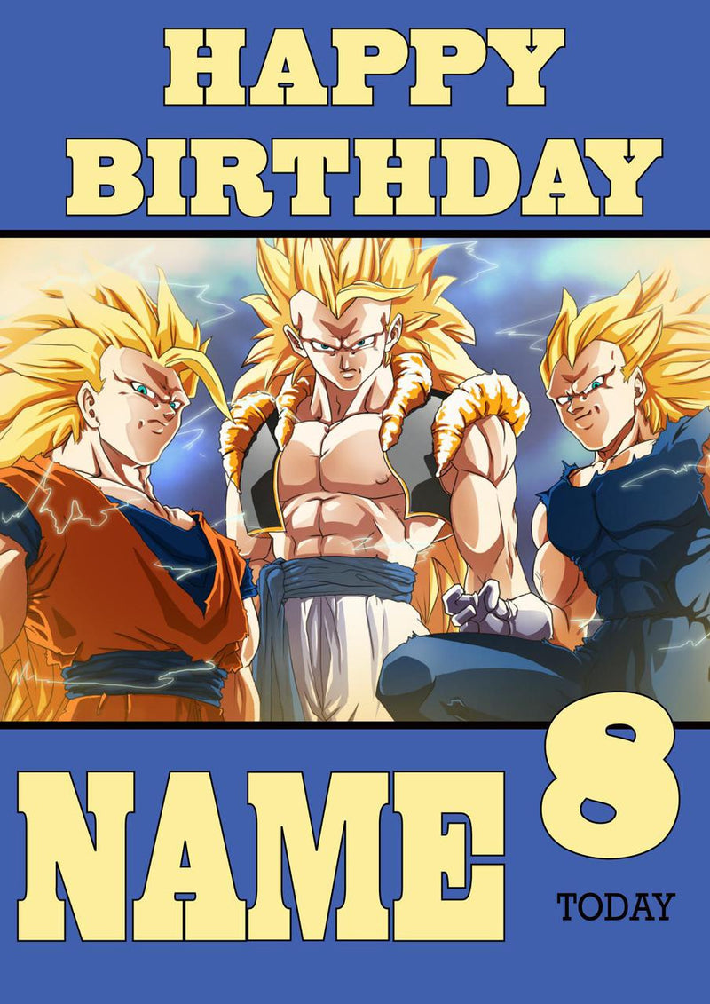 THEME INSPIRED Kids Adult Personalised Birthday Card Dragon Ball Z Birthday Card 2
