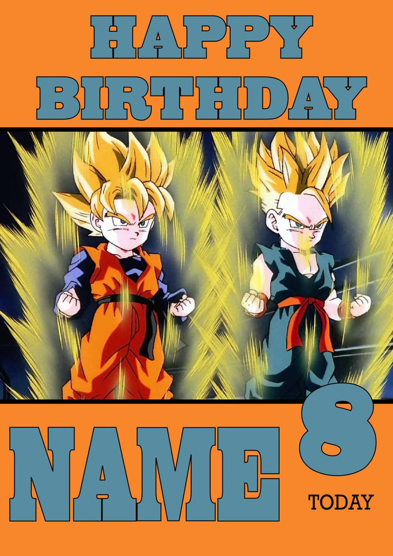 THEME INSPIRED Kids Adult Personalised Birthday Card Dragon Ball Z Birthday Card 4