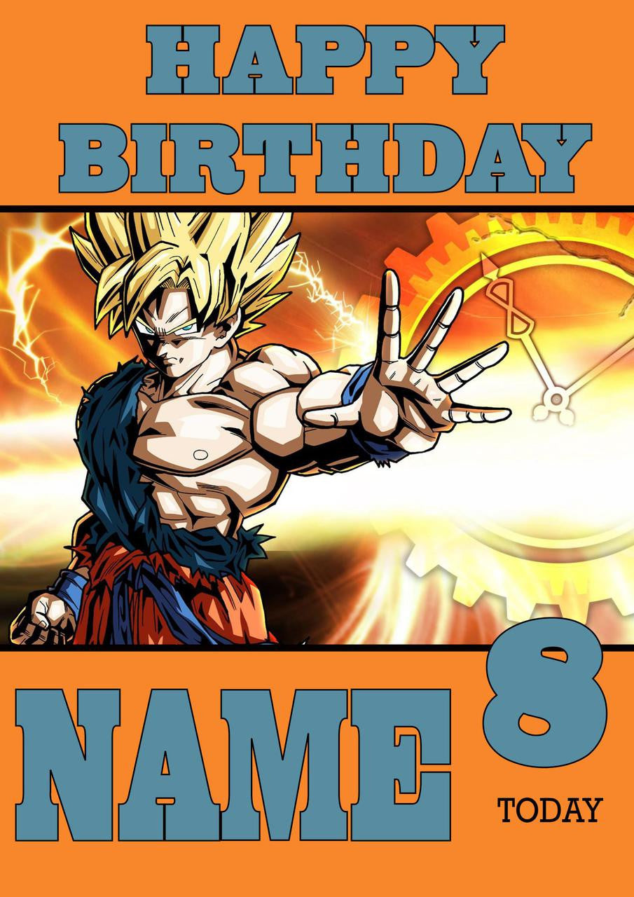 THEME INSPIRED Kids Adult Personalised Birthday Card Dragon Ball Z Birthday Card 5 – Theme Inspired Kids Adult Personalised Birthday Card Dragon Ball Z Birthday