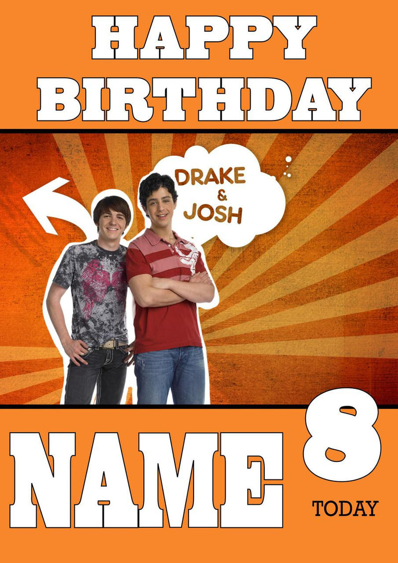 THEME INSPIRED Kids Adult Personalised Birthday Card Drake And Josh Birthday Card 2