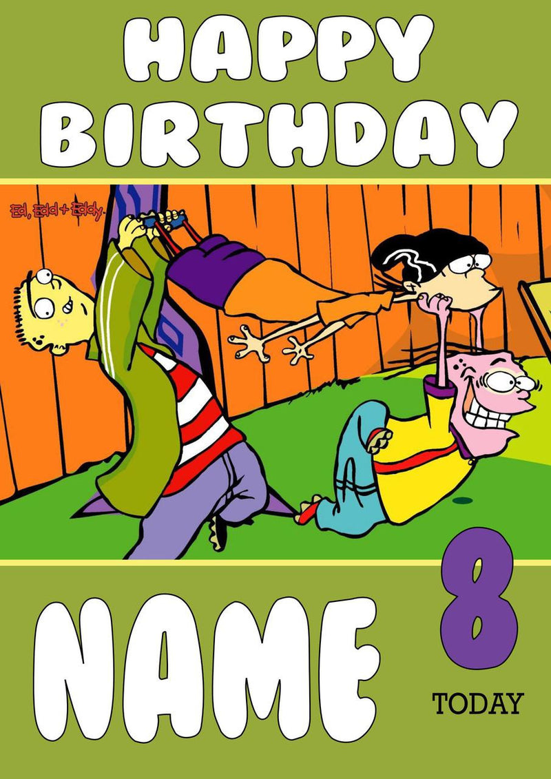 THEME INSPIRED Kids Adult Personalised Birthday Card Ed, Edd, Eddy Birthday Card