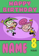THEME INSPIRED Kids Adult Personalised Birthday Card Fairly Odd Parents Birthday Card