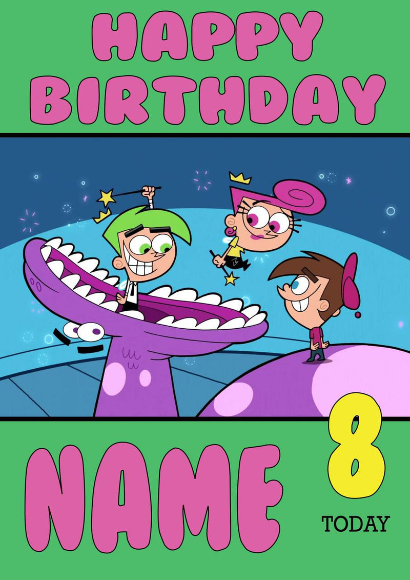 THEME INSPIRED Kids Adult Personalised Birthday Card Fairly Odd Parents Birthday Card 2