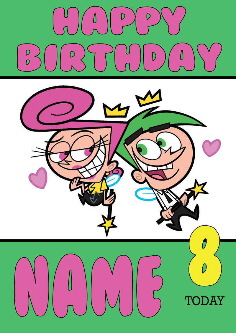 THEME INSPIRED Kids Adult Personalised Birthday Card Fairly Odd Parents Birthday Card 3