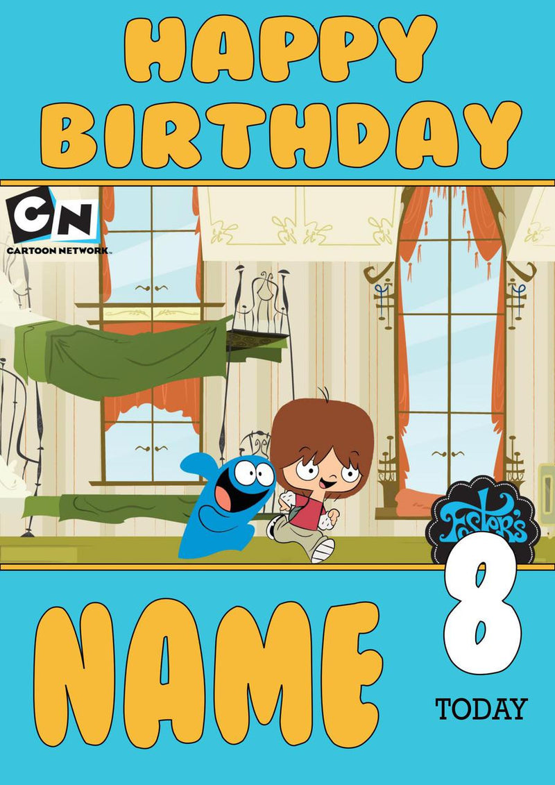 THEME INSPIRED Kids Adult Personalised Birthday Card Foster's Home For Imaginary Friends Birthday Card