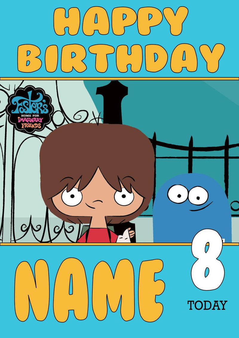 THEME INSPIRED Kids Adult Personalised Birthday Card Foster's Home For Imaginary Friends Birthday Card 2