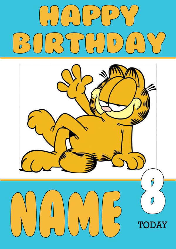Theme Inspired Kids Adult Personalised Birthday Card Garfield Birthday Card
