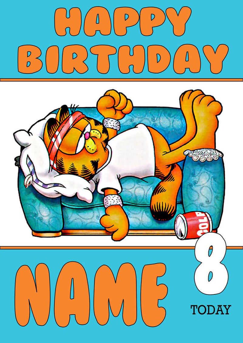 THEME INSPIRED Kids Adult Personalised Birthday Card Garfield Birthday Card 2