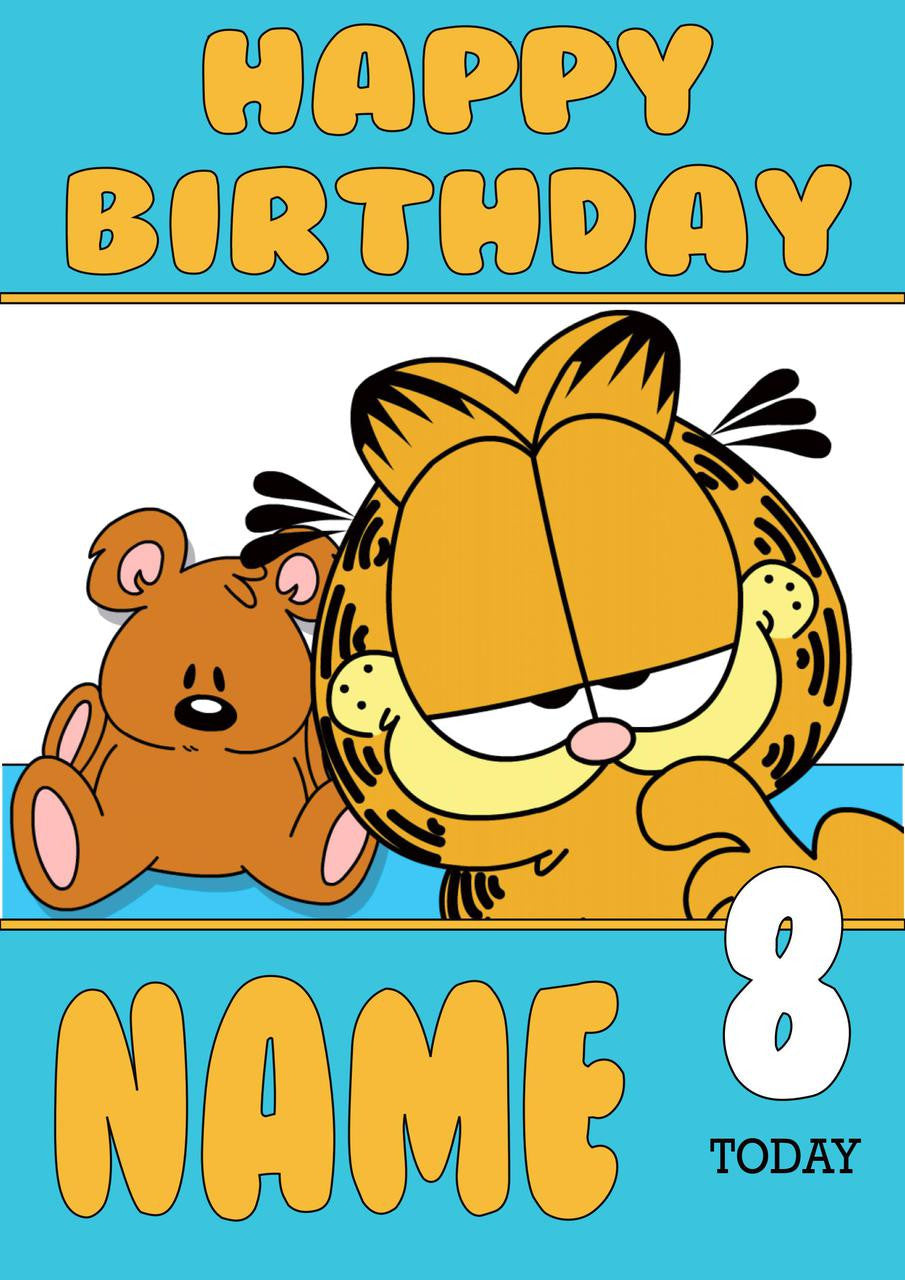 THEME INSPIRED Kids Adult Personalised Birthday Card Garfield Birthday Card 3 – Theme Inspired Kids Adult Personalised Birthday Card Garfield Birthday Card 3
