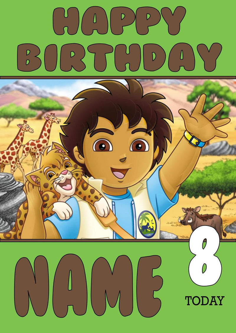 THEME INSPIRED Kids Adult Personalised Birthday Card Go Diego Birthday Card 2