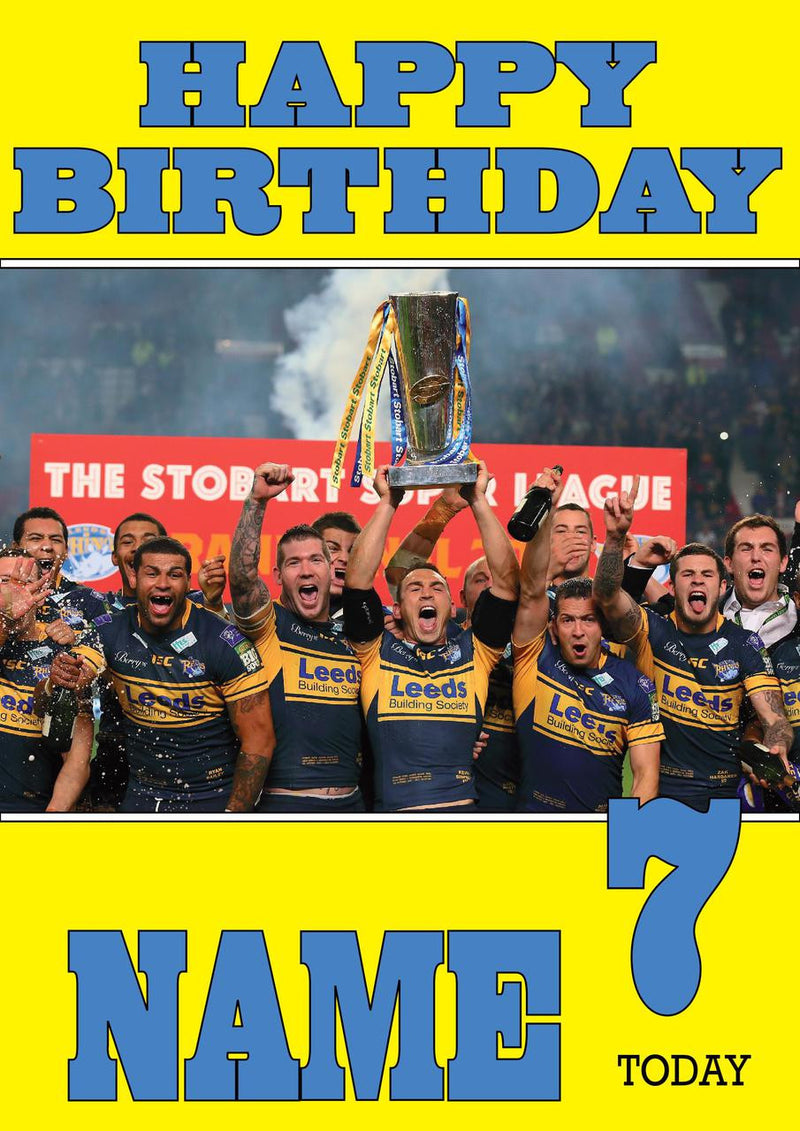 Personalised Leeds Rhinos Fan TEAM THEME INSPIRED Kids Adult Birthday Card