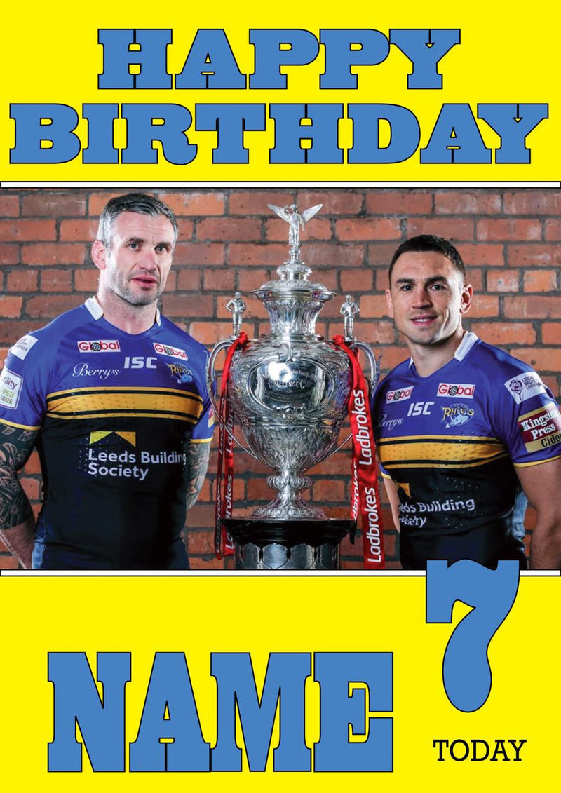 Personalised Leeds Rhinos Fan TEAM THEME INSPIRED Kids Adult Birthday Card 2