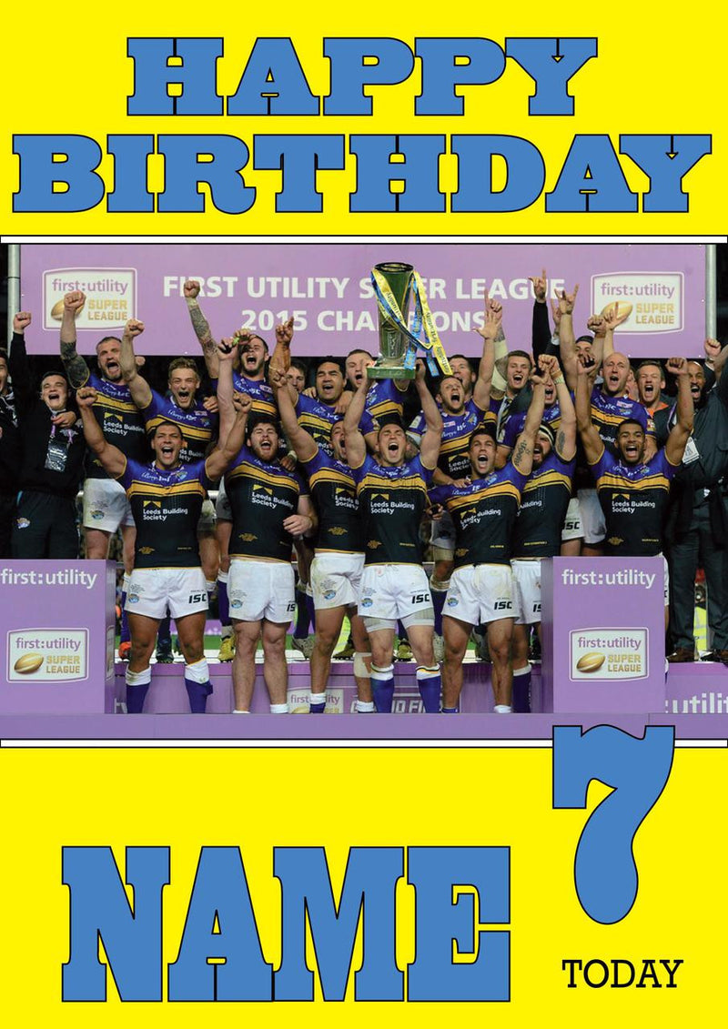 Personalised Leeds Rhinos Fan TEAM THEME INSPIRED Kids Adult Birthday Card 4