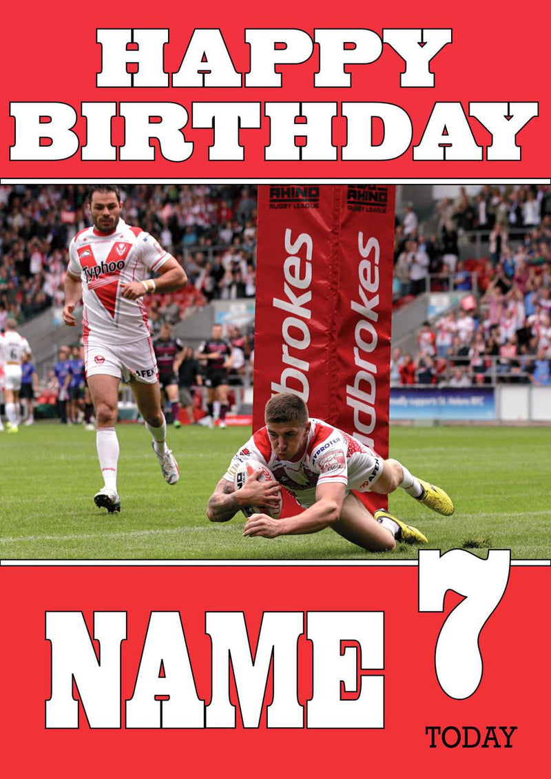 Personalised St. Helens Fan TEAM THEME INSPIRED Kids Adult Birthday Card 2