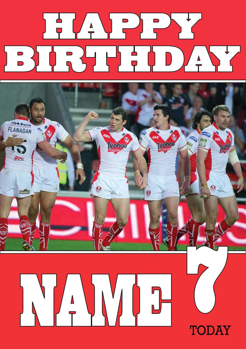 Personalised St. Helens Fan TEAM THEME INSPIRED Kids Adult Birthday Card 3