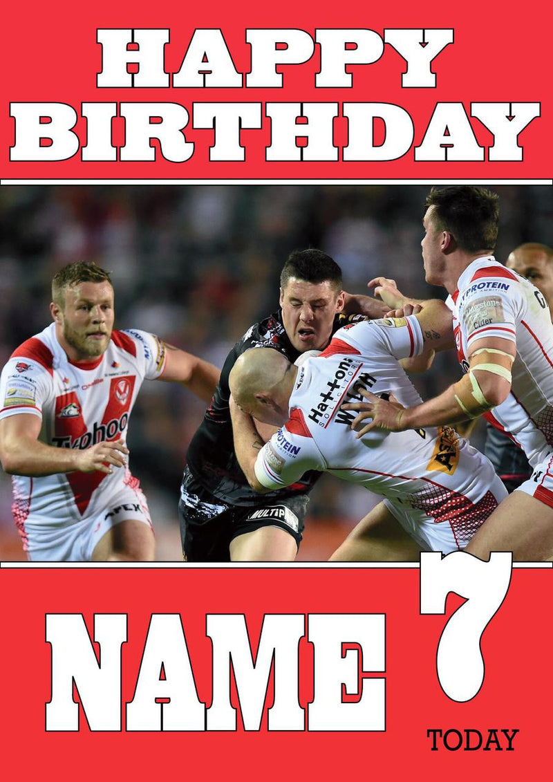 Personalised St. Helens Fan TEAM THEME INSPIRED Kids Adult Birthday Card 4