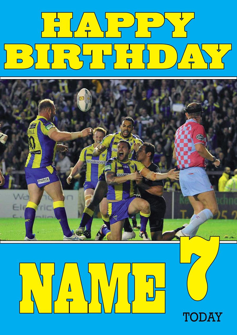 Personalised Warrington Wolves Fan TEAM THEME INSPIRED Kids Adult Birthday Card 2