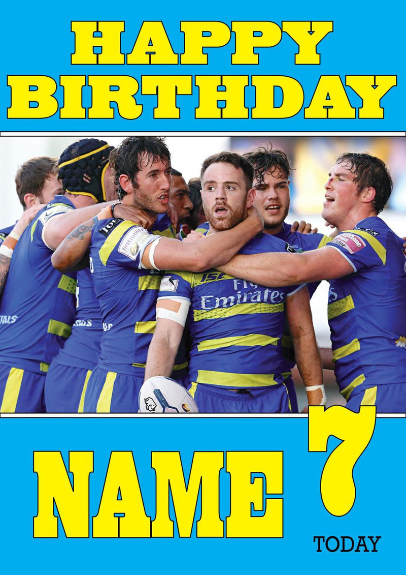 Personalised Warrington Wolves Fan TEAM THEME INSPIRED Kids Adult Birthday Card 3