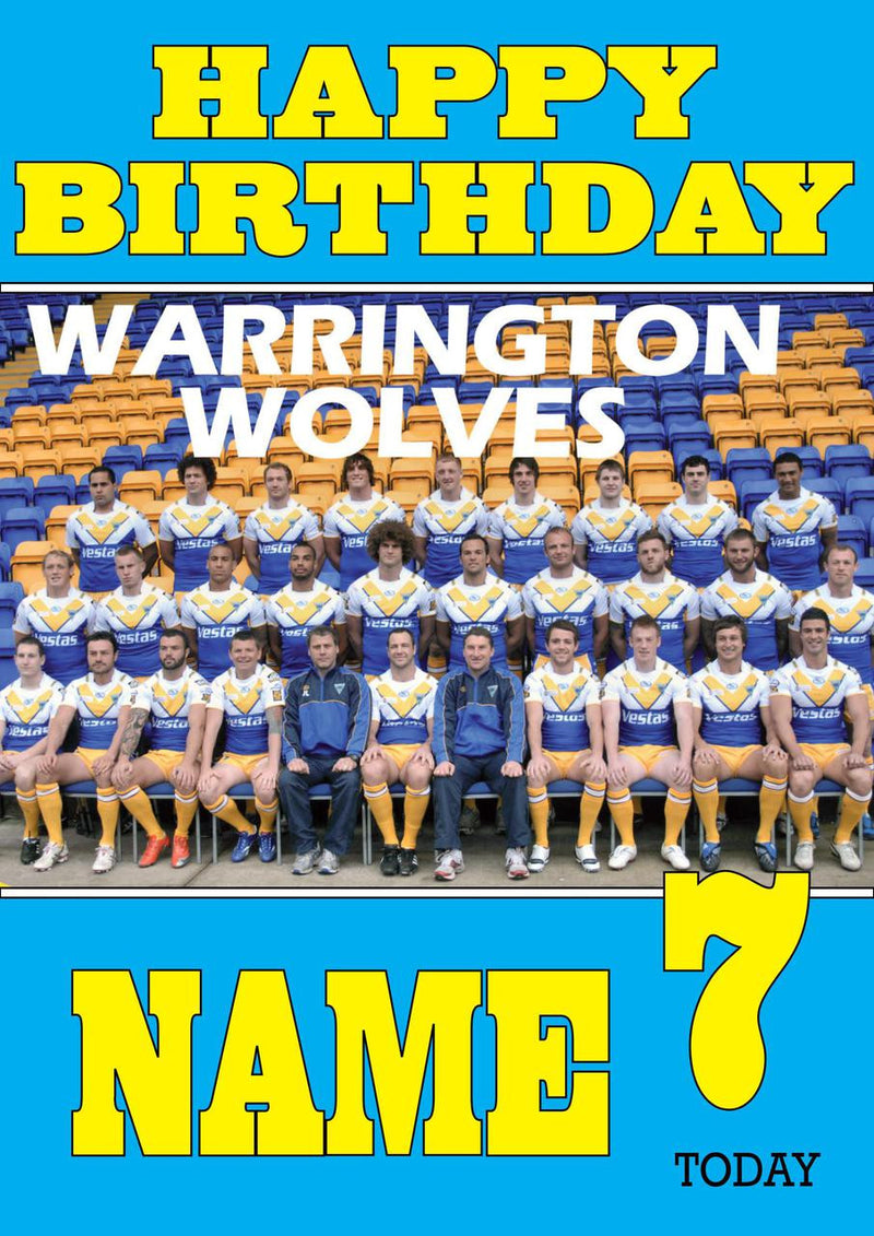 Personalised Warrington Wolves Fan TEAM THEME INSPIRED Kids Adult Birthday Card 4