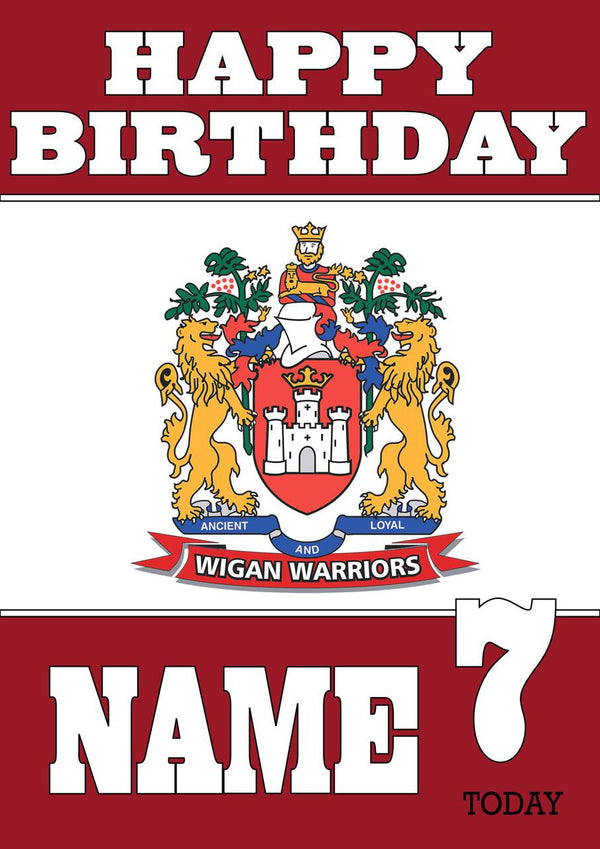 Personalised Wigan Warriors Fan Team Theme Inspired Kids Adult Birthday Card