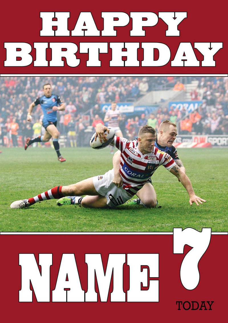 Personalised Wigan Warriors Fan TEAM THEME INSPIRED Kids Adult Birthday Card 2