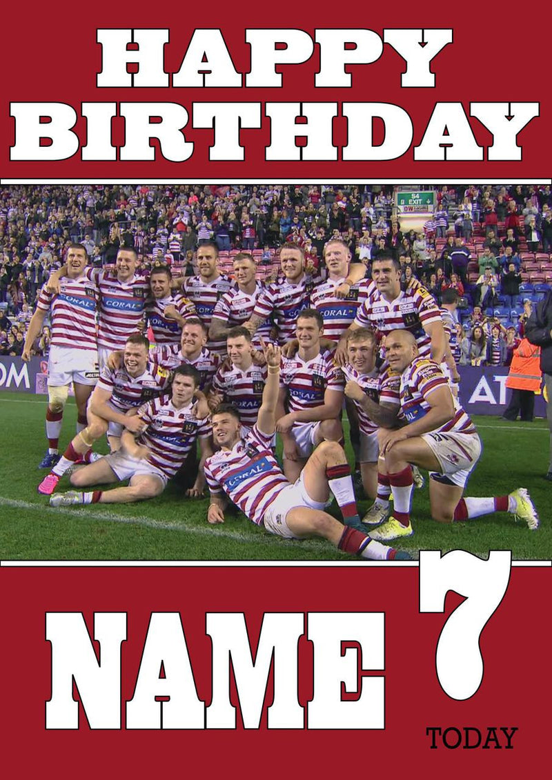 Personalised Wigan Warriors Fan TEAM THEME INSPIRED Kids Adult Birthday Card 3