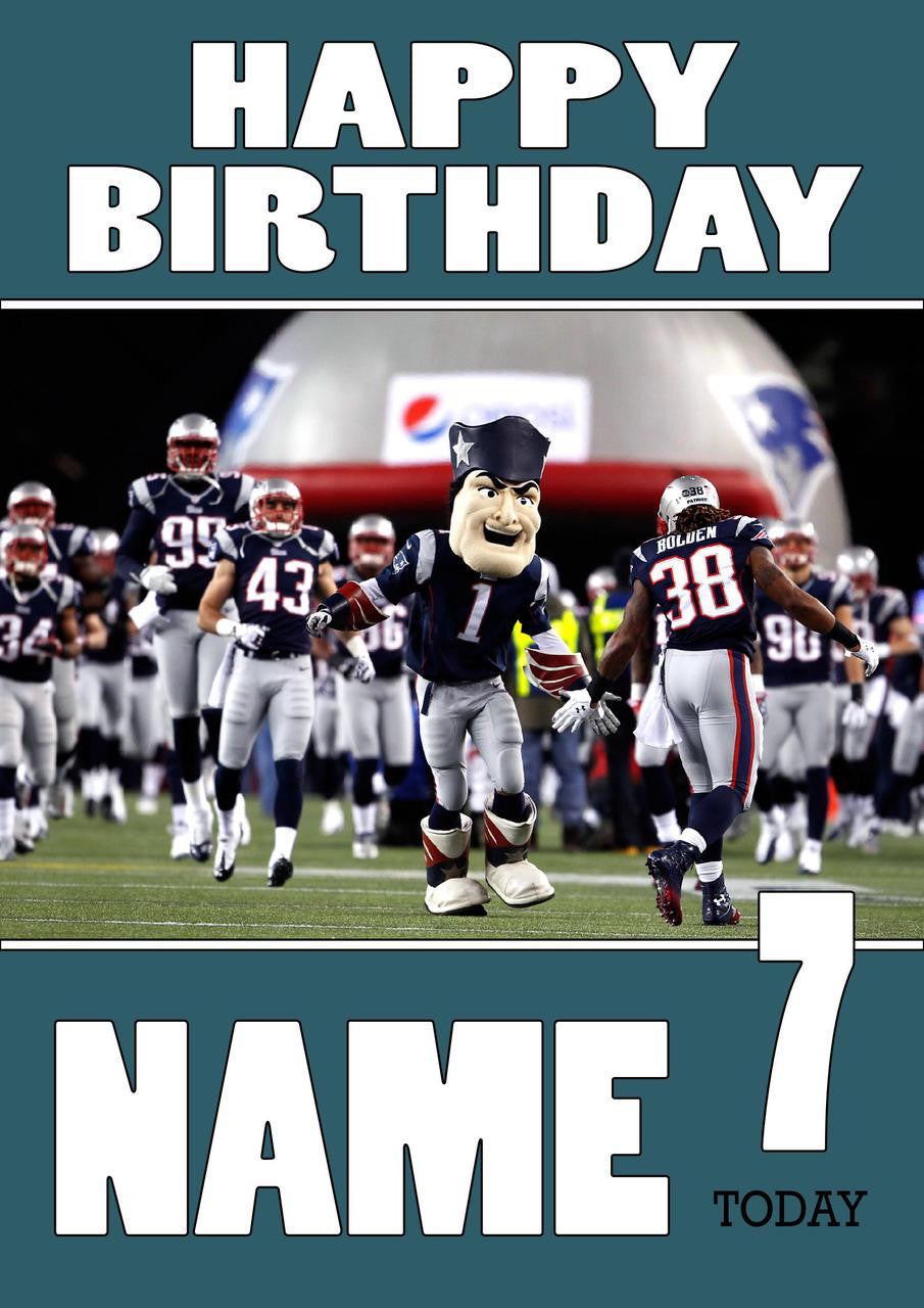 Personalised New England Patriots THEME INSPIRED Style PERSONALISED Kids Adult FUNNY Birthday Card 2
