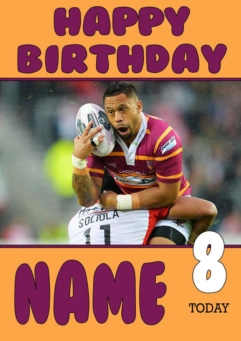 Personalised Huddersfield Giants Fan TEAM THEME INSPIRED Kids Adult Birthday Card 3