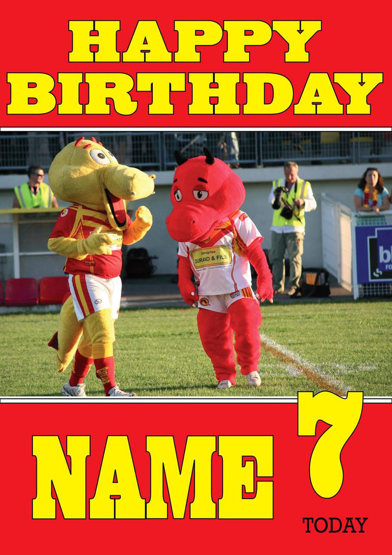 Personalised Catalan Dragons Fan TEAM THEME INSPIRED Kids Adult Birthday Card 2