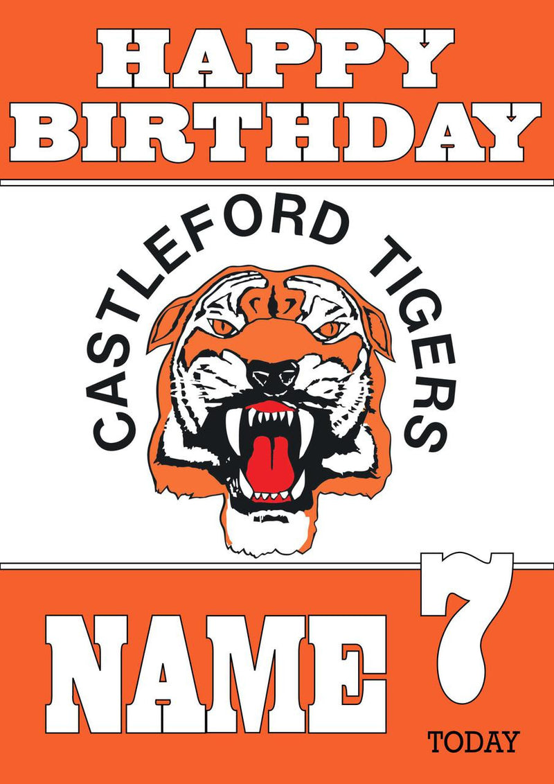 Personalised Castleford Tigers Fan TEAM THEME INSPIRED Kids Adult Birthday Card