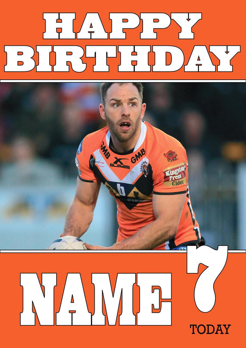 Personalised Castleford Tigers Fan TEAM THEME INSPIRED Kids Adult Birthday Card 2