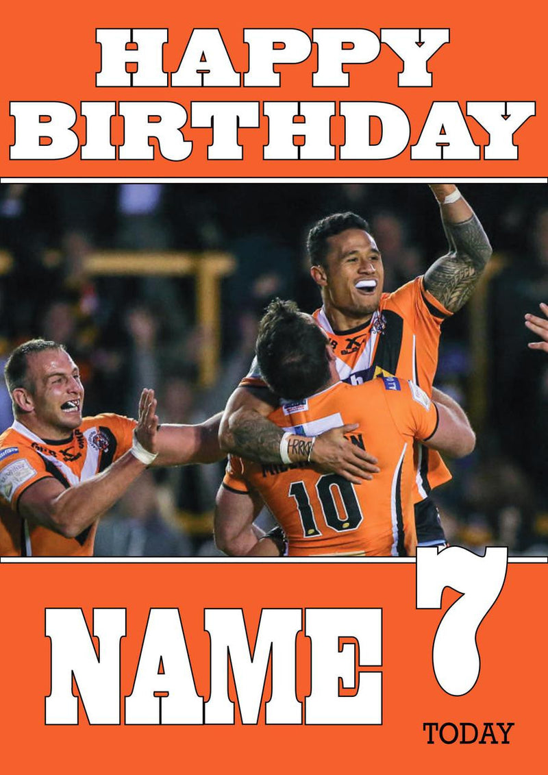 Personalised Castleford Tigers Fan TEAM THEME INSPIRED Kids Adult Birthday Card 3