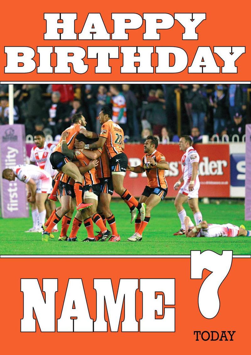 Personalised Castleford Tigers Fan TEAM THEME INSPIRED Kids Adult Birthday Card 4