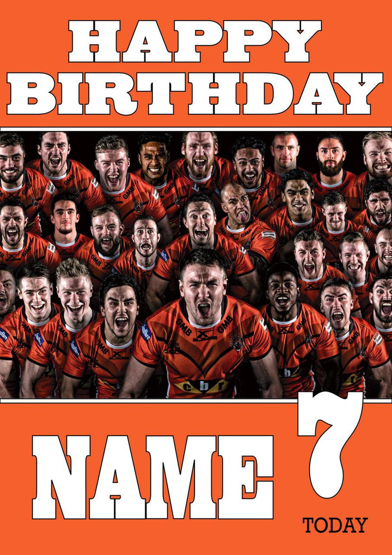 Personalised Castleford Tigers Fan TEAM THEME INSPIRED Kids Adult Birthday Card 5