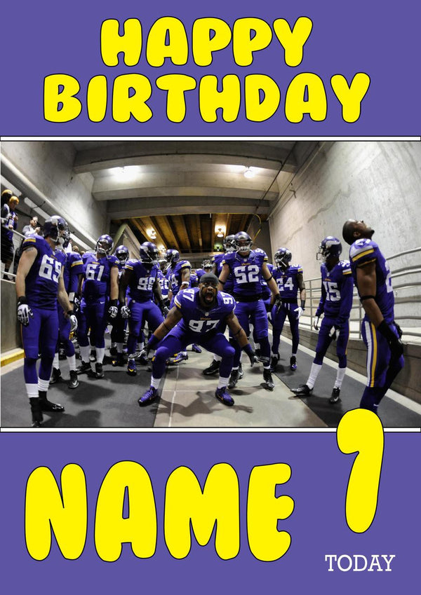 Personalised Minnesota Vikings THEME INSPIRED Style PERSONALISED Kids Adult FUNNY Birthday Card