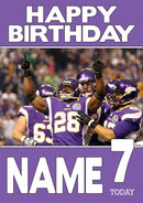 Personalised Minnesota Vikings THEME INSPIRED Style PERSONALISED Kids Adult FUNNY Birthday Card 2
