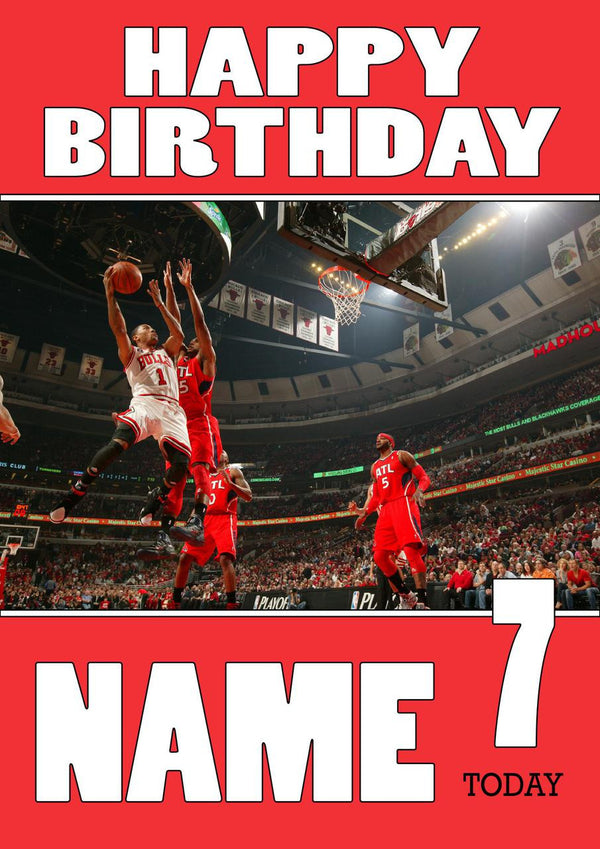 Personalised Chicago Bulls THEME INSPIRED Style PERSONALISED Kids Adult FUNNY Birthday Card