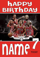 Personalised Chicago Bulls THEME INSPIRED Style PERSONALISED Kids Adult FUNNY Birthday Card 2