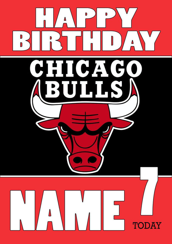 Personalised Chicago Bulls Theme Personalised Kids Adult Funny Birthday Card 3