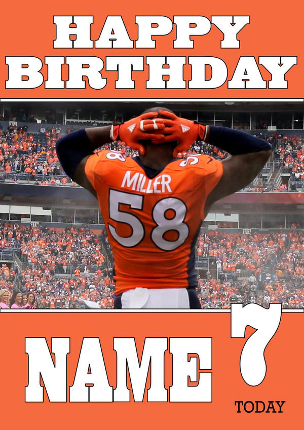 Personalised Denver Broncos THEME INSPIRED Style PERSONALISED Kids Adult FUNNY Birthday Card 2