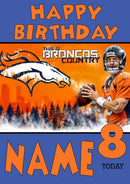Personalised Denver Broncos THEME INSPIRED Style PERSONALISED Kids Adult FUNNY Birthday Card 3
