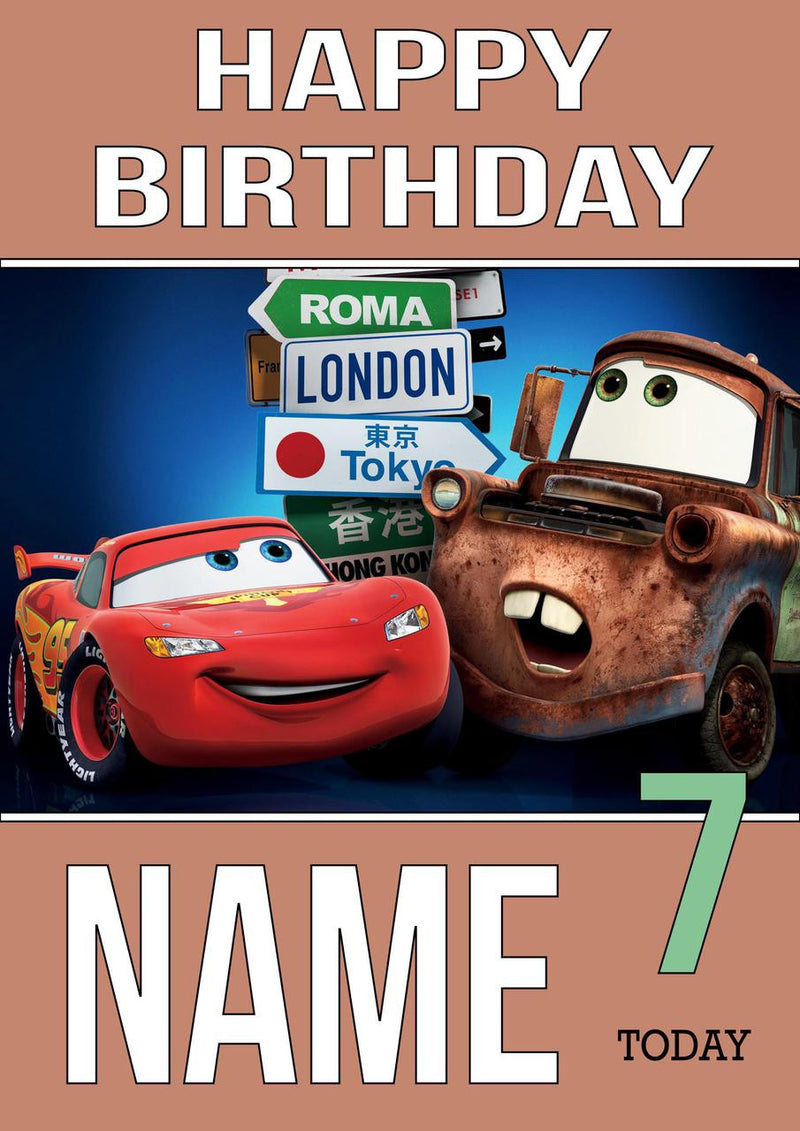 THEME INSPIRED Kids Adult Personalised Birthday Card Cars Birthday Card 4