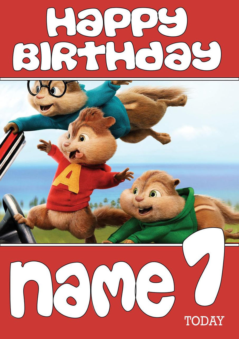 THEME INSPIRED Kids Adult Personalised Birthday Card Alvin And The Chipmunks Birthday Card